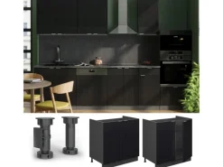 Kochfelder|Kühlschränke<Vicco Küchenschränke Fame-Line Küchenunterschrank für die Spüle Gestreift 80 cm AP Marmor