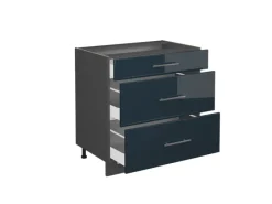 Vicco Küchenunterschrank Fame-Line Hochglanz/Anthrazit 80 cm mit 3 Schubladen AP Marmor< Einbauküchen