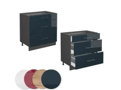 Vicco Küchenunterschrank Fame-Line Hochglanz/Anthrazit 80 cm mit 3 Schubladen AP Marmor< Einbauküchen