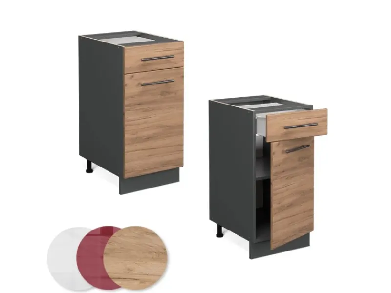 Online Vicco Küchenunterschrank Fame-Line Goldkraft /Anthrazit 40 cm ohne Arbeitsplatte Eiche