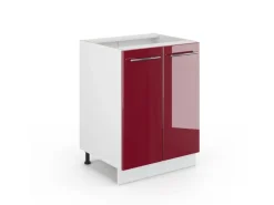New Vicco Küchenunterschrank Fame-Line Bordeaux Hochglanz/Weiß 60 cm ohne Arbeitsplatte Bordeaux-Glanz