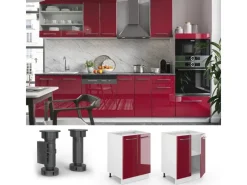 New Vicco Küchenunterschrank Fame-Line Bordeaux Hochglanz/Weiß 60 cm ohne Arbeitsplatte Bordeaux-Glanz