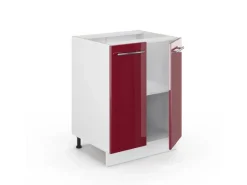 New Vicco Küchenunterschrank Fame-Line Bordeaux Hochglanz/Weiß 60 cm ohne Arbeitsplatte Bordeaux-Glanz