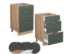 Vicco Küchenunterschrank Fame-Line Grün-Gold Landhaus/Goldkraft Eiche 50 cm AP Eiche< Küchenschränke