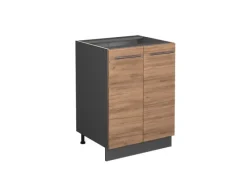 Outlet Vicco Küchenunterschrank Fame-Line Goldkraft /Anthrazit 60 cm ohne Arbeitsplatte Eiche