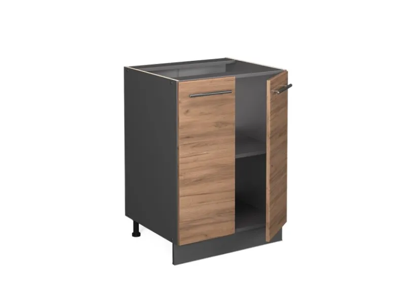 Outlet Vicco Küchenunterschrank Fame-Line Goldkraft /Anthrazit 60 cm ohne Arbeitsplatte Eiche