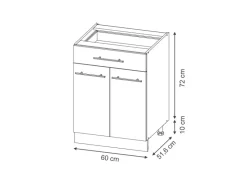 Online Vicco Küchenunterschrank Fame-Line Hochglanz/Goldkraft Eiche 60 cm mit Schublade AP Eiche Dunkelblau