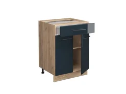 Online Vicco Küchenunterschrank Fame-Line Hochglanz/Goldkraft Eiche 60 cm mit Schublade AP Eiche Dunkelblau