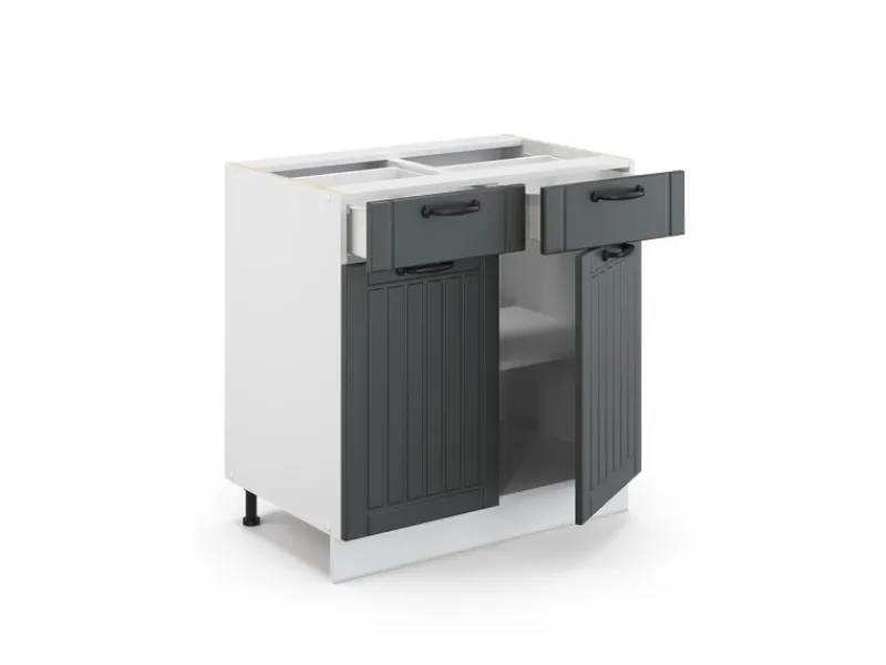 Vicco Küchenunterschrank Fame-Line Anthrazit/Weiß 80 cm ohne Arbeitsplatte< Küchenschränke