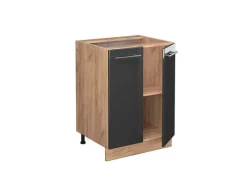 Discount Vicco Küchenunterschrank Fame-Line Hochglanz/Goldkraft Eiche 60 cm ohne Arbeitsplatte Anthrazit