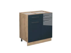 Vicco Küchenunterschrank Fame-Line Hochglanz/Goldkraft Eiche 80 cm ohne Arbeitsplatte< Küchenschränke