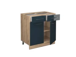 Vicco Küchenunterschrank Fame-Line Hochglanz/Goldkraft Eiche 80 cm ohne Arbeitsplatte< Küchenschränke