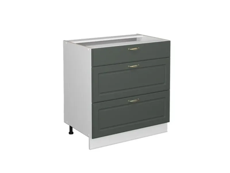 Hot Vicco Küchenunterschrank Fame-Line Grün-Gold Landhaus/Weiß 80 cm mit 3 Schubladen ohne Arbeitsplatte Dunkelgrün