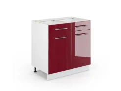 Küchenschränke<Vicco Küchenunterschrank Fame-Line Bordeaux Hochglanz/Weiß 80 cm ohne Arbeitsplatte