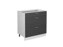 Clearance Vicco Küchenunterschrank Fame-Line -Gold/Weiß 80 cm mit 3 Schubladen ohne Arbeitsplatte Anthrazit