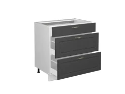 Clearance Vicco Küchenunterschrank Fame-Line -Gold/Weiß 80 cm mit 3 Schubladen ohne Arbeitsplatte Anthrazit