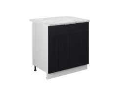Outlet Vicco Küchenunterschrank Fame-Line Gestreift 80 cm mit Regal AP Marmor Schwarz
