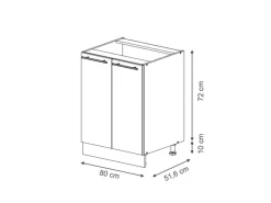 Outlet Vicco Küchenunterschrank Fame-Line Gestreift 80 cm mit Regal AP Marmor Schwarz