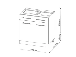 Vicco Küchenunterschrank Fame-Line Bordeaux Hochglanz/Goldkraft Eiche 80 cm AP Eiche< Pantryküchen