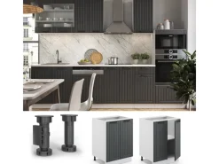 Discount Vicco Küchenunterschrank Fame-Line Anthrazit/Weiß 60 cm ohne Arbeitsplatte Anthrazitgrau
