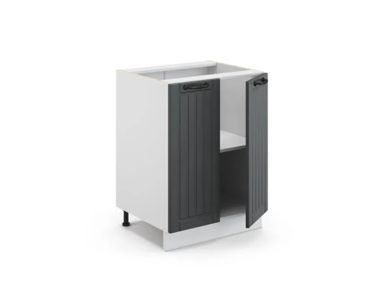 Discount Vicco Küchenunterschrank Fame-Line Anthrazit/Weiß 60 cm ohne Arbeitsplatte Anthrazitgrau