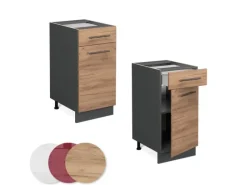 Outlet Vicco Küchenunterschrank Fame-Line Goldkraft /Anthrazit 40 cm AP Eiche