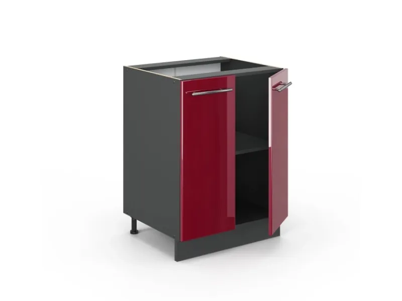 Vicco Küchenunterschrank Fame-Line Bordeaux Hochglanz/Anthrazit 60 cm ohne Arbeitsplatte< Küchenschränke