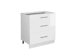 Pantryküchen|Einbauküchen<Vicco Küchenunterschrank Fame-Line Hochglanz/ 80 cm mit 3 Schubladen ohne Arbeitsplatte