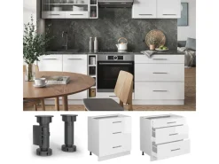 Pantryküchen|Einbauküchen<Vicco Küchenunterschrank Fame-Line Hochglanz/ 80 cm mit 3 Schubladen ohne Arbeitsplatte