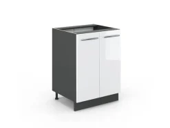 Outlet Vicco Küchenunterschrank Fame-Line Hochglanz/Anthrazit 60 cm ohne Arbeitsplatte Weiß