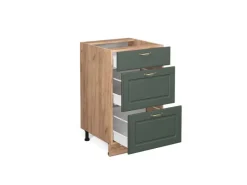 Vicco Küchenunterschrank Fame-Line Grün-Gold Landhaus/Goldkraft Eiche 50 cm ohne Arbeitsplatte< Küchenschränke