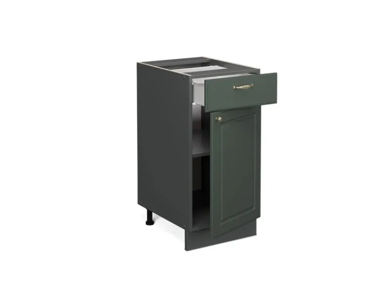 Vicco Küchenunterschrank Fame-Line Grün-Gold Landhaus/Anthrazit 40 cm ohne Arbeitsplatte Dunkelgrün