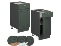 Vicco Küchenunterschrank Fame-Line Grün-Gold Landhaus/Anthrazit 40 cm ohne Arbeitsplatte Dunkelgrün