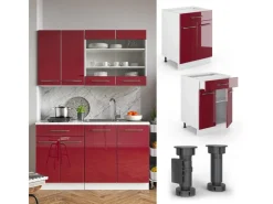Vicco Küchenunterschrank Fame-Line Bordeaux Hochglanz 60 cm mit Schublade ohne Arbeitsplatte< Single-Küchen|Pantryküchen