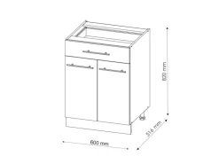 Vicco Küchenunterschrank Fame-Line Bordeaux Hochglanz 60 cm mit Schublade ohne Arbeitsplatte< Single-Küchen|Pantryküchen