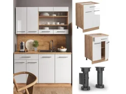 Kücheninseln|Einbauküchen<Vicco Küchenunterschrank Fame-Line Hochglanz/Goldkraft Eiche 60 cm mit Schublade ohne Arbeitsplatte