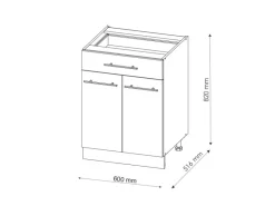 Kücheninseln|Einbauküchen<Vicco Küchenunterschrank Fame-Line Hochglanz/Goldkraft Eiche 60 cm mit Schublade ohne Arbeitsplatte