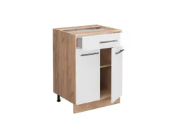 Kücheninseln|Einbauküchen<Vicco Küchenunterschrank Fame-Line Hochglanz/Goldkraft Eiche 60 cm mit Schublade ohne Arbeitsplatte