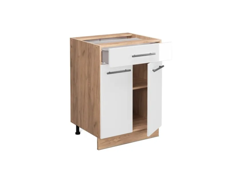 Kücheninseln|Einbauküchen<Vicco Küchenunterschrank Fame-Line Hochglanz/Goldkraft Eiche 60 cm mit Schublade ohne Arbeitsplatte