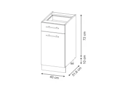 Vicco Küchenunterschrank Fame-Line Hochglanz/Weiß 40 cm AP Anthrazit< Kühlschränke|Küchenschränke