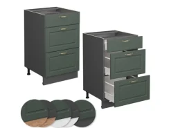Clearance Vicco Küchenunterschrank Fame-Line Grün-Gold Landhaus/Anthrazit 50 cm ohne Arbeitsplatte Dunkelgrün