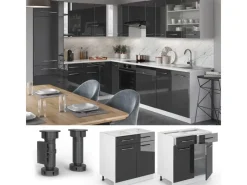 Vicco Küchenunterschrank Fame-Line Hochglanz/Weiß 80 cm mit Schubladen ohne Arbeitsplatte< Einbauküchen