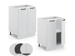 Discount Vicco Küchenunterschrank Fame-Line Landhaus/ 60 cm ohne Arbeitsplatte Weiß