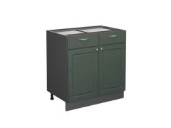Hot Vicco Küchenunterschrank Fame-Line Grün-Gold Landhaus/Anthrazit 80 cm ohne Arbeitsplatte Dunkelgrün