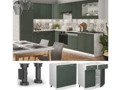Küchenschränke<Vicco Küchenunterschrank Fame-Line Grün-Gold Landhaus/Weiß 80 cm ohne Arbeitsplatte
