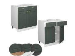 Küchenschränke<Vicco Küchenunterschrank Fame-Line Grün-Gold Landhaus/Weiß 80 cm ohne Arbeitsplatte