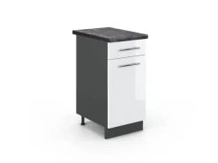 Sale Vicco Küchenunterschrank Fame-Line Hochglanz/Anthrazit 40 cm AP Anthrazit Weiß