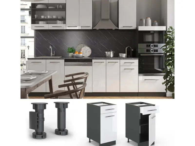 Vicco Küchenunterschrank Fame-Line Hochglanz/Anthrazit 40 cm ohne Arbeitsplatte< Küchenschränke