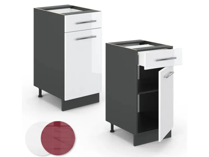 Vicco Küchenunterschrank Fame-Line Hochglanz/Anthrazit 40 cm ohne Arbeitsplatte< Küchenschränke