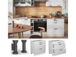 Vicco Küchenunterschrank Fame-Line Landhaus/ 80 cm mit 3 Schubladen AP Eiche< Küchenschränke